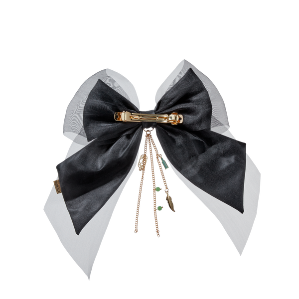 Scünci Wicked Faux Leather Bow Barrette #3