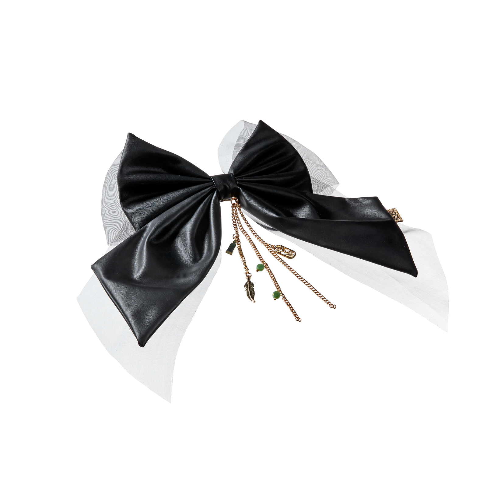 Wicked Faux Leather Bow Barrette