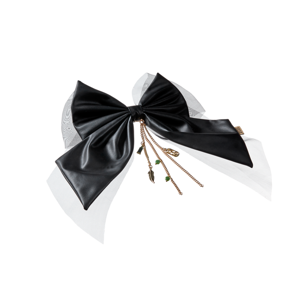 Scünci Wicked Faux Leather Bow Barrette #4