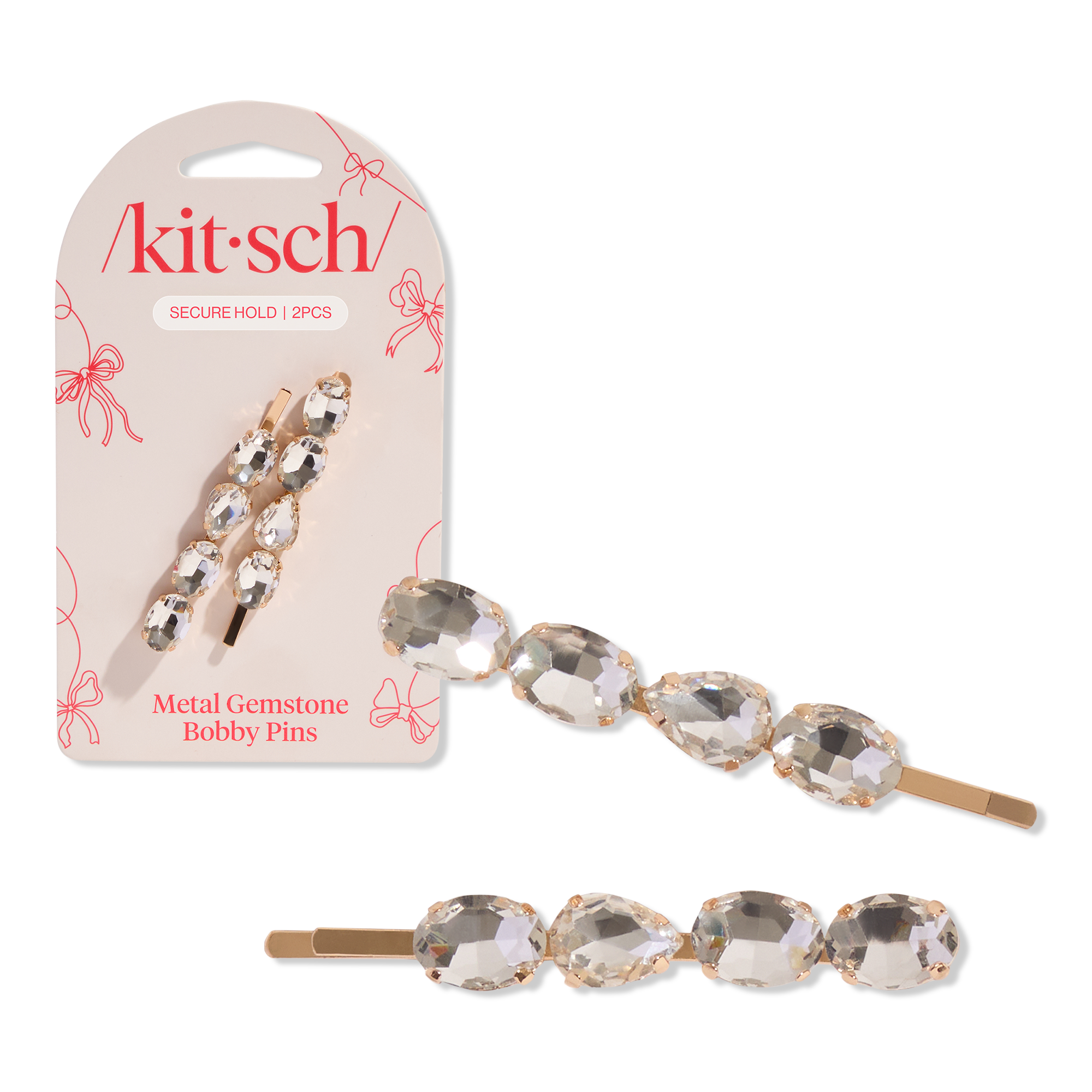 Kitsch Metal Gemstone Bobby Pins 2 Piece Set #1