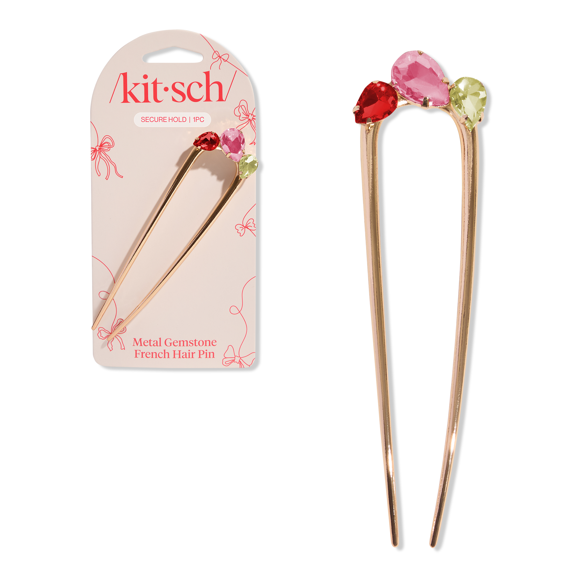 Kitsch Metal Gemstone French Hair Pin #1