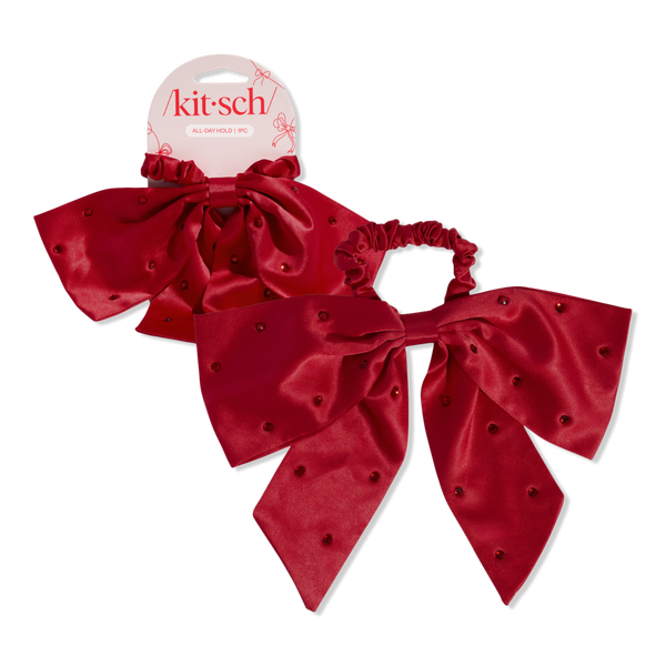 Kitsch Satin & Rhinestone Bow Scrunchie #1