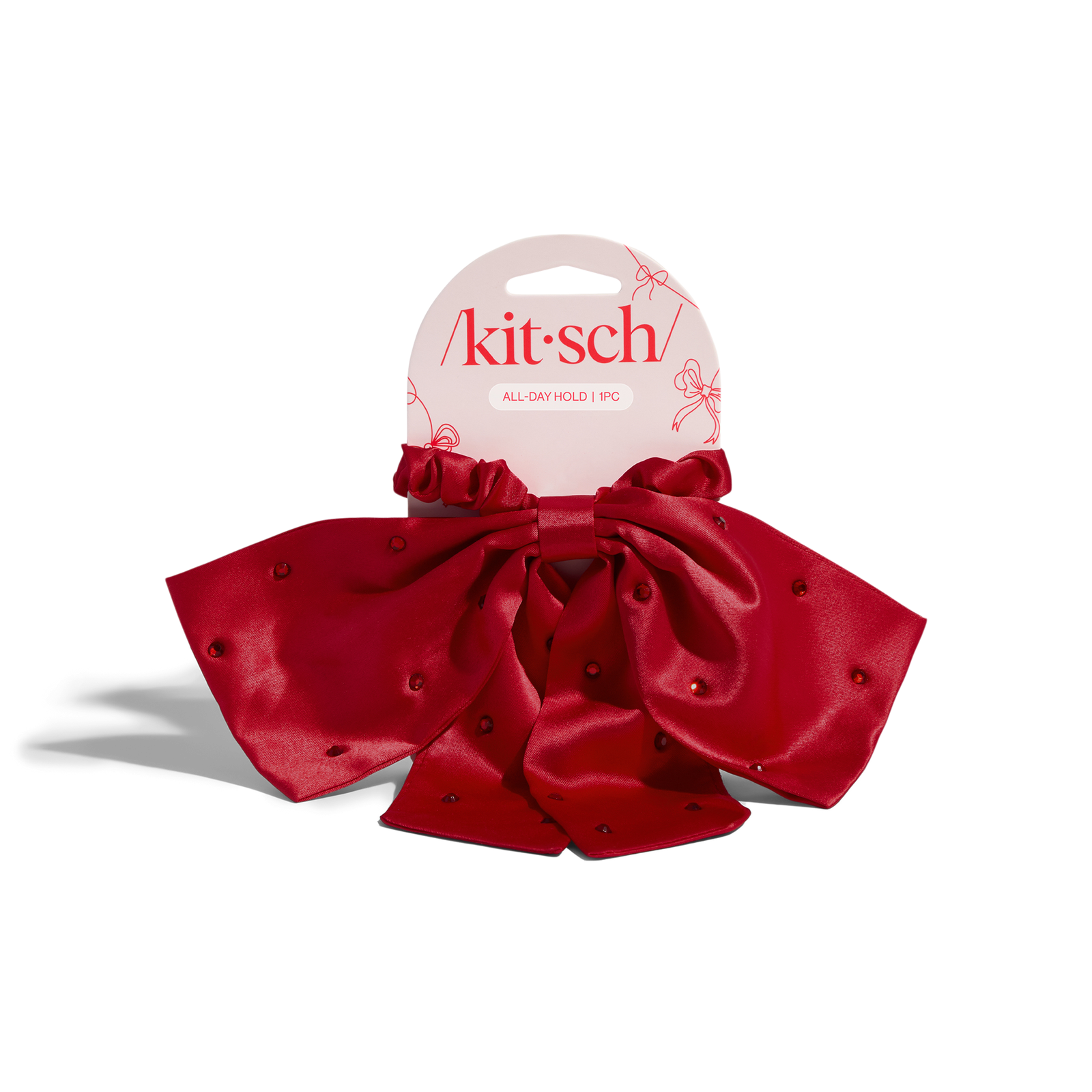 Satin & Rhinestone Bow Scrunchie