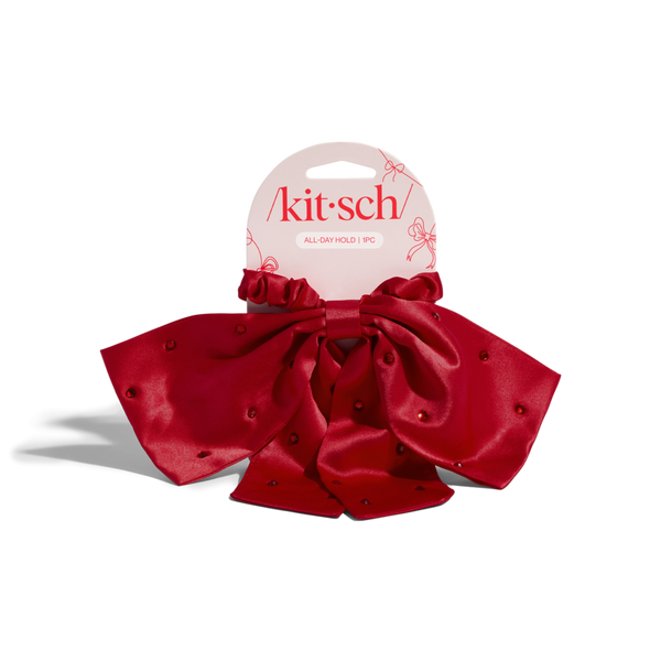 Kitsch Satin & Rhinestone Bow Scrunchie #3