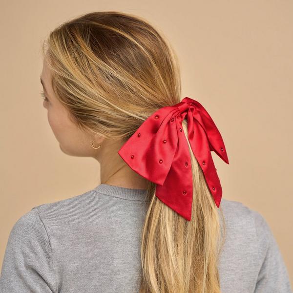 Kitsch Satin & Rhinestone Bow Scrunchie #6