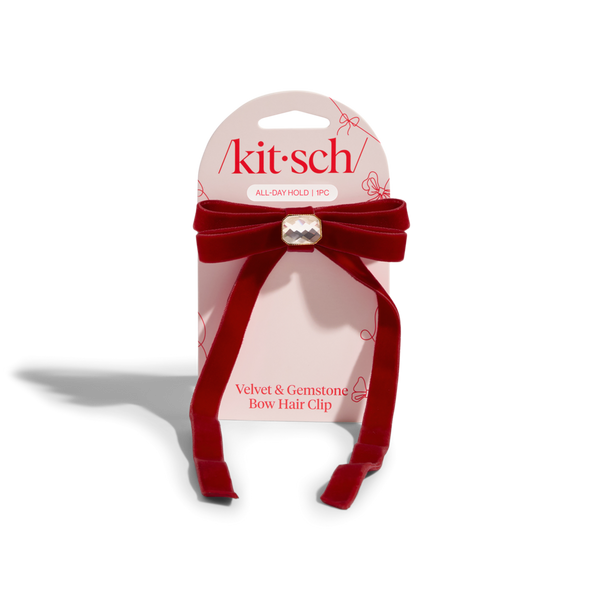 Kitsch Velvet & Gemstone Bow Hair Clip #3