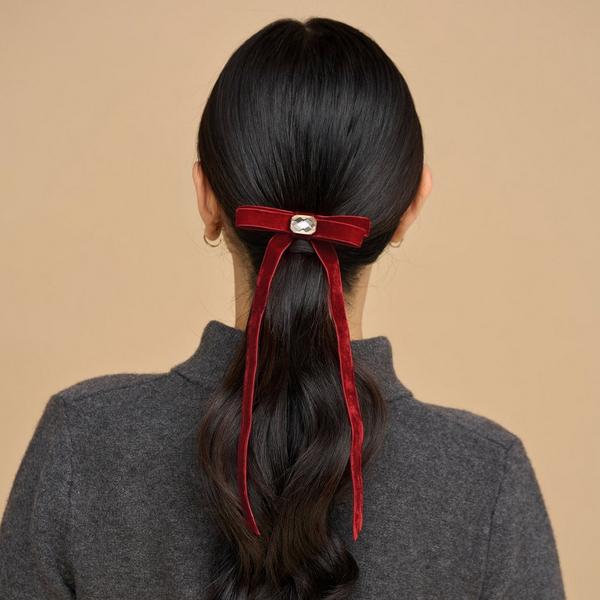 Kitsch Velvet & Gemstone Bow Hair Clip #5