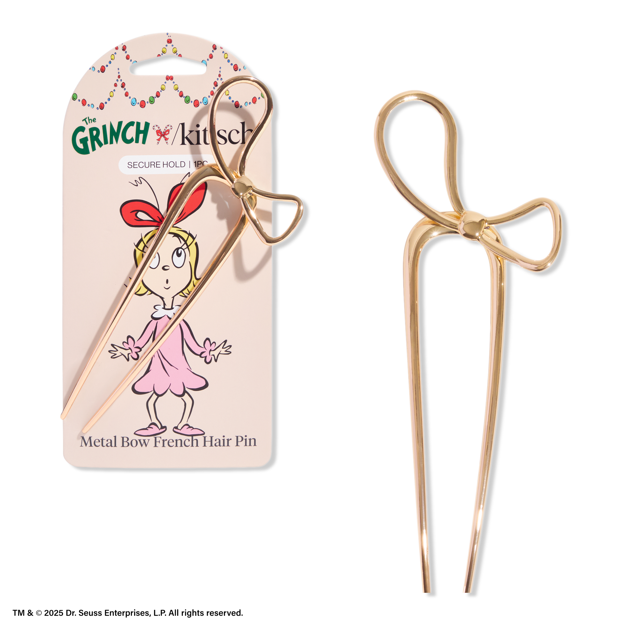Kitsch The Grinch x Kitsch Metal Bow French Hair Pin #1