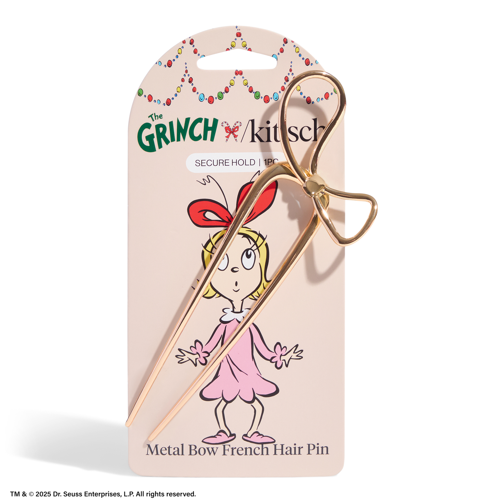 The Grinch x Kitsch Metal Bow French Hair Pin