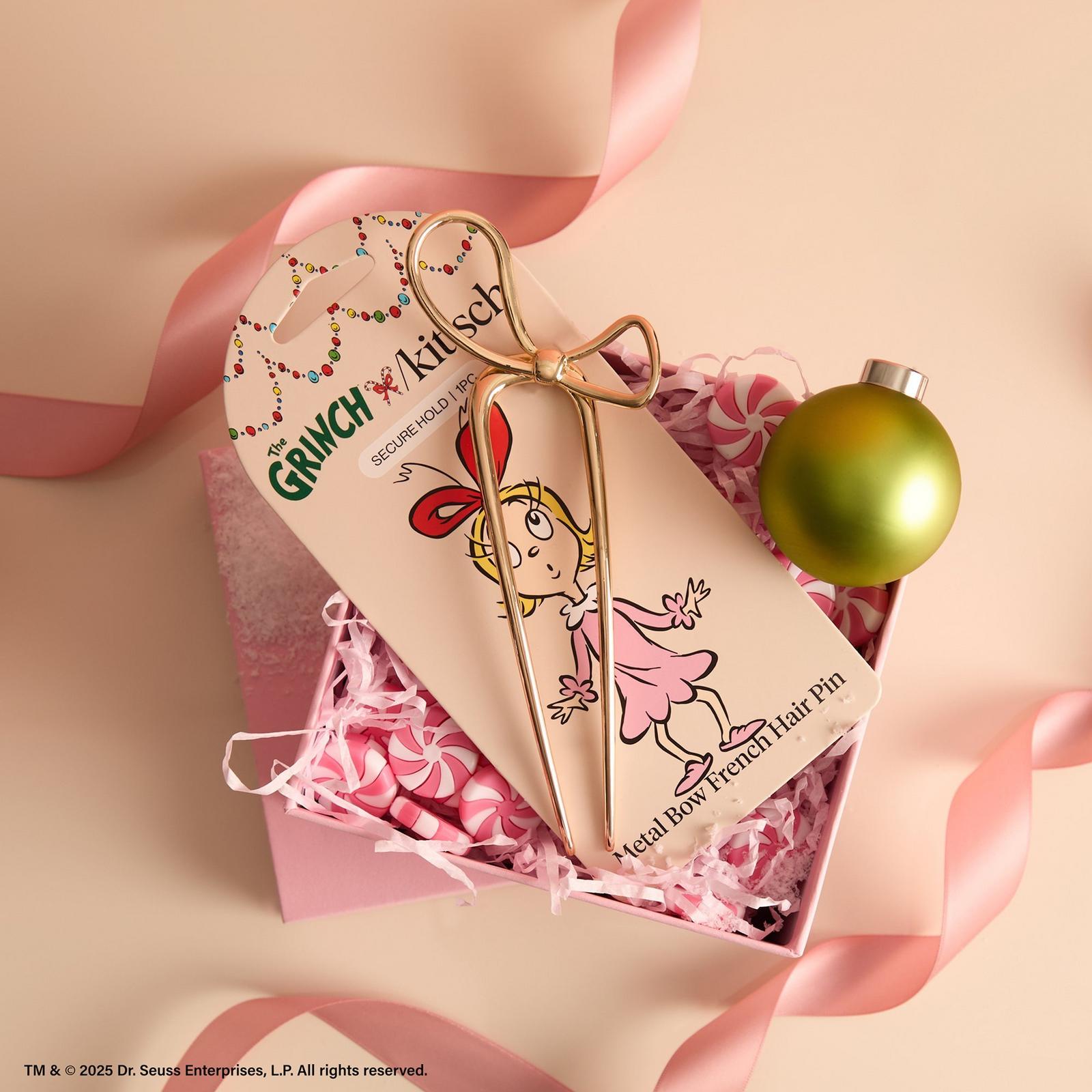 The Grinch x Kitsch Metal Bow French Hair Pin