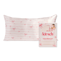 Kitsch Satin King Pillowcase - Striped Bows