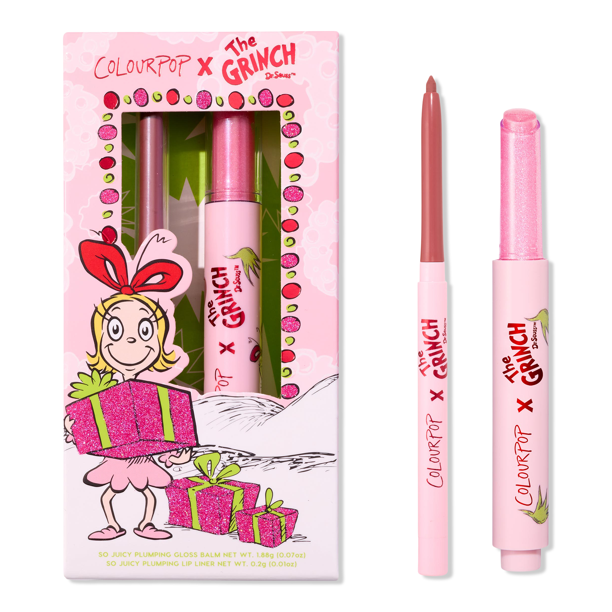 ColourPop ColourPop x The Grinch Pinky Who So Juicy Plumping Gloss Balm & Lip Liner Kit #1