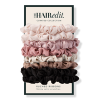 Ruched Ribbon Skinny Satin Scrunchies Set