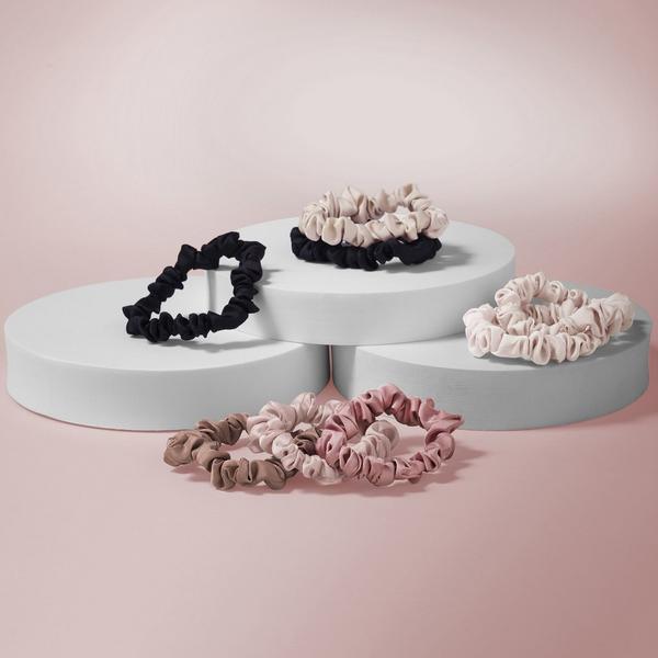 The Hair Edit Ruched Ribbons Skinny Satin Scrunchies Set #5