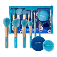 Evil Eye 8 Piece Travel Makeup Brush and Velvet Puff Set