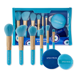 Spectrum Evil Eye 8 Piece Travel Makeup Brush and Velvet Puff Set