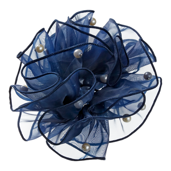 Scünci Navy Blue Scrunchie with Faux Pearls #4