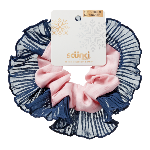 Scünci Navy and Pink Houndstooth Scrunchie #2