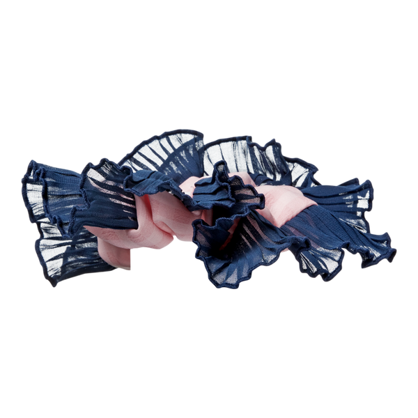 Scünci Navy and Pink Houndstooth Scrunchie #3