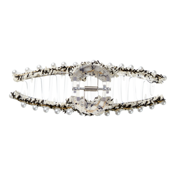 Scünci Tweed Claw Clip with Pearls #3