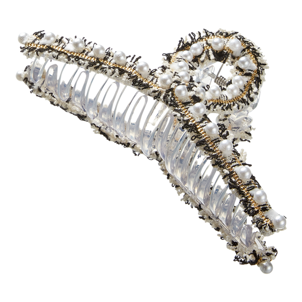Scünci Tweed Claw Clip with Pearls #4