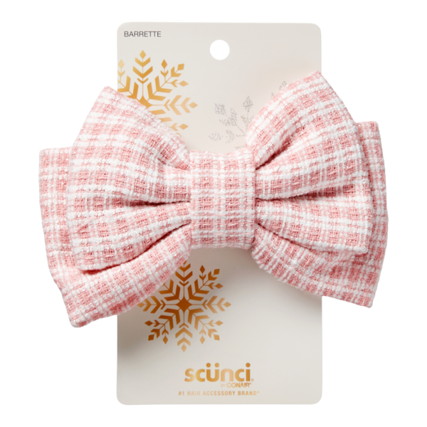 Scünci Pind and Ivory Tweed Bow Barrette #2