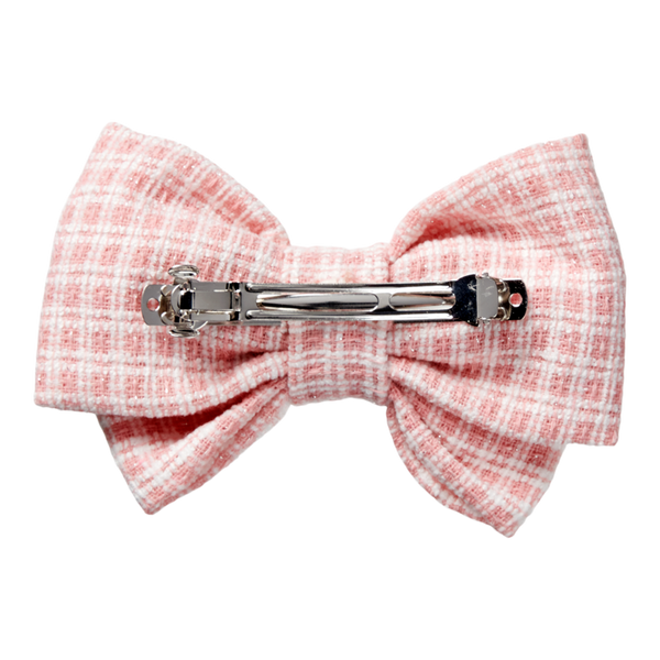 Scünci Pind and Ivory Tweed Bow Barrette #3