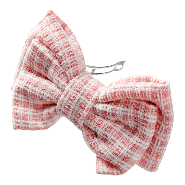 Scünci Pind and Ivory Tweed Bow Barrette #4