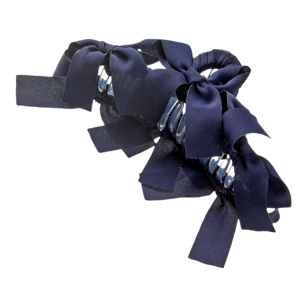 Scünci Navy Blue Bow Claw Clip #4