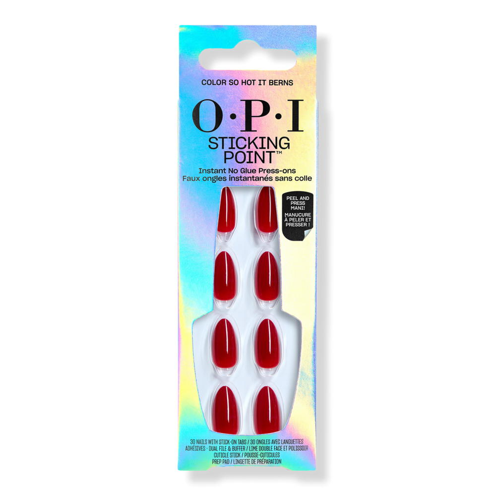Opi Sticking Point Press On Nails - Color So Hot It Berns