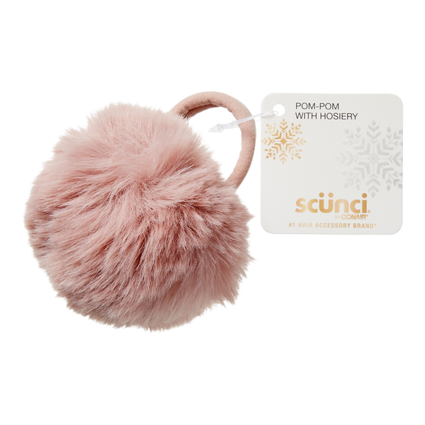 Scünci Faux Fur Pom Pom Hair Tie #2
