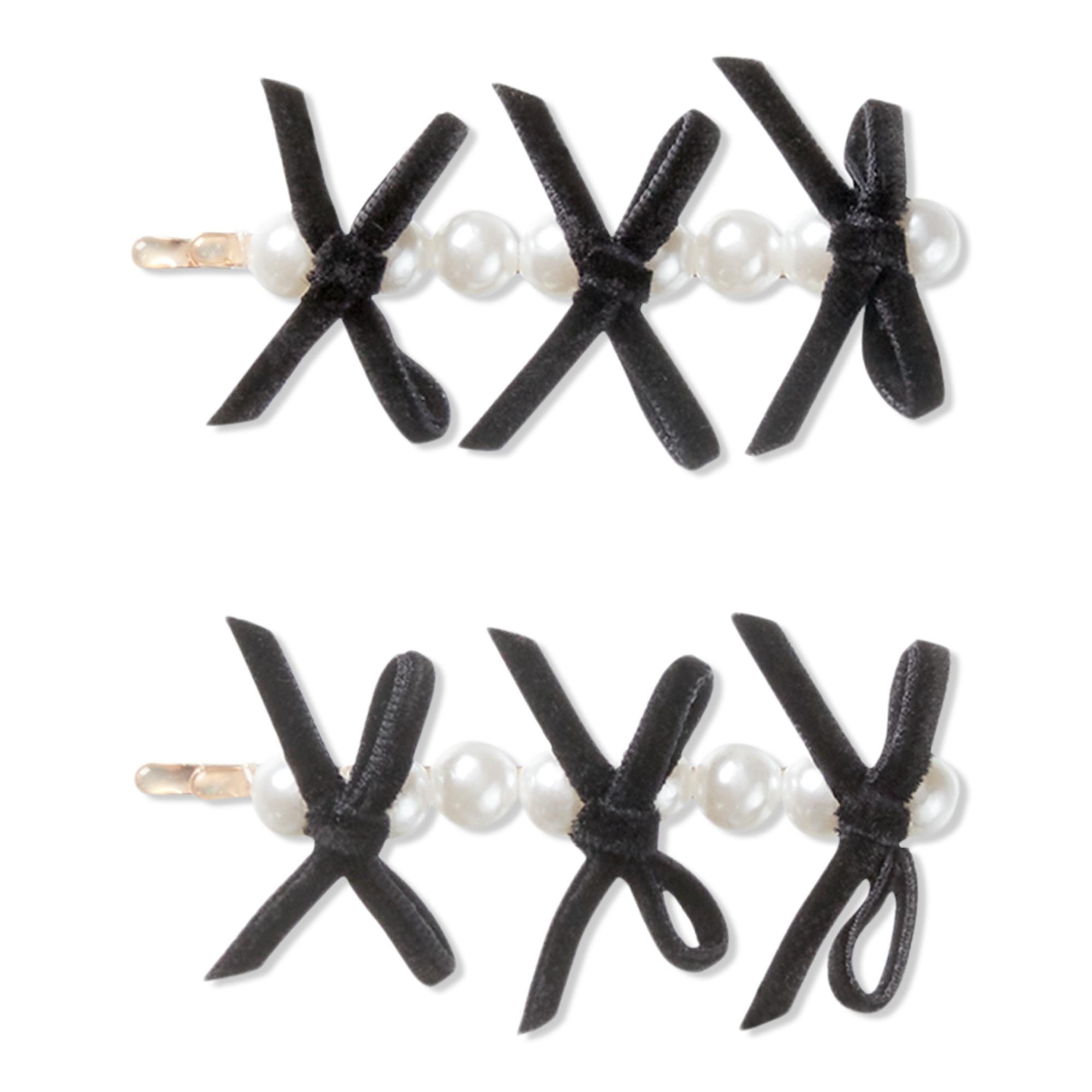 Scünci Black Bow Bobby Pins with Pearls #1