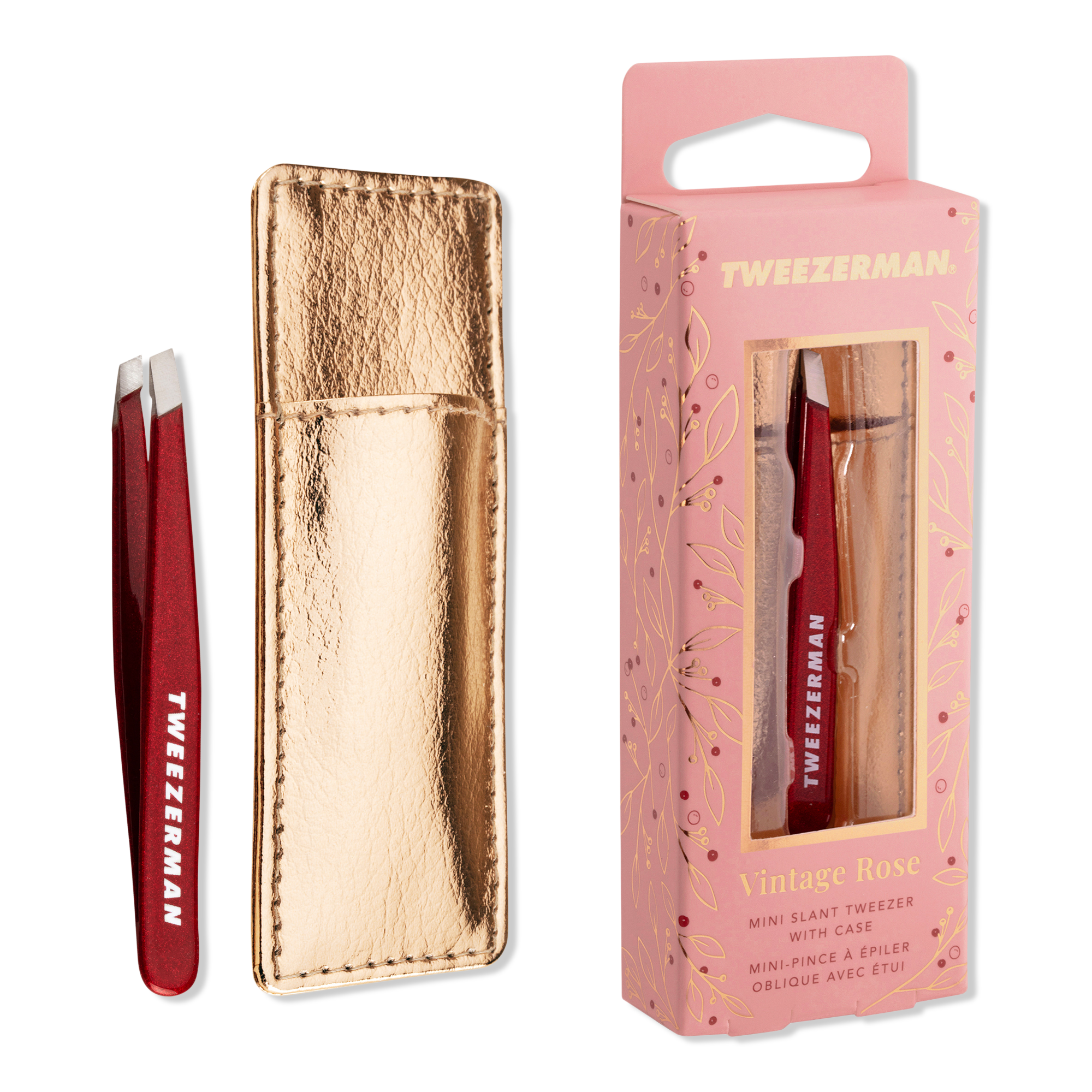 Tweezerman Vintage Rose Mini Slant Tweezer with Case #1