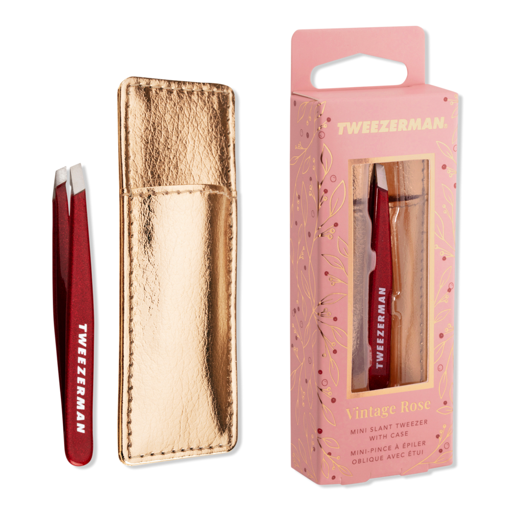 Tweezerman Vintage Rose Mini Slant Tweezer With Case