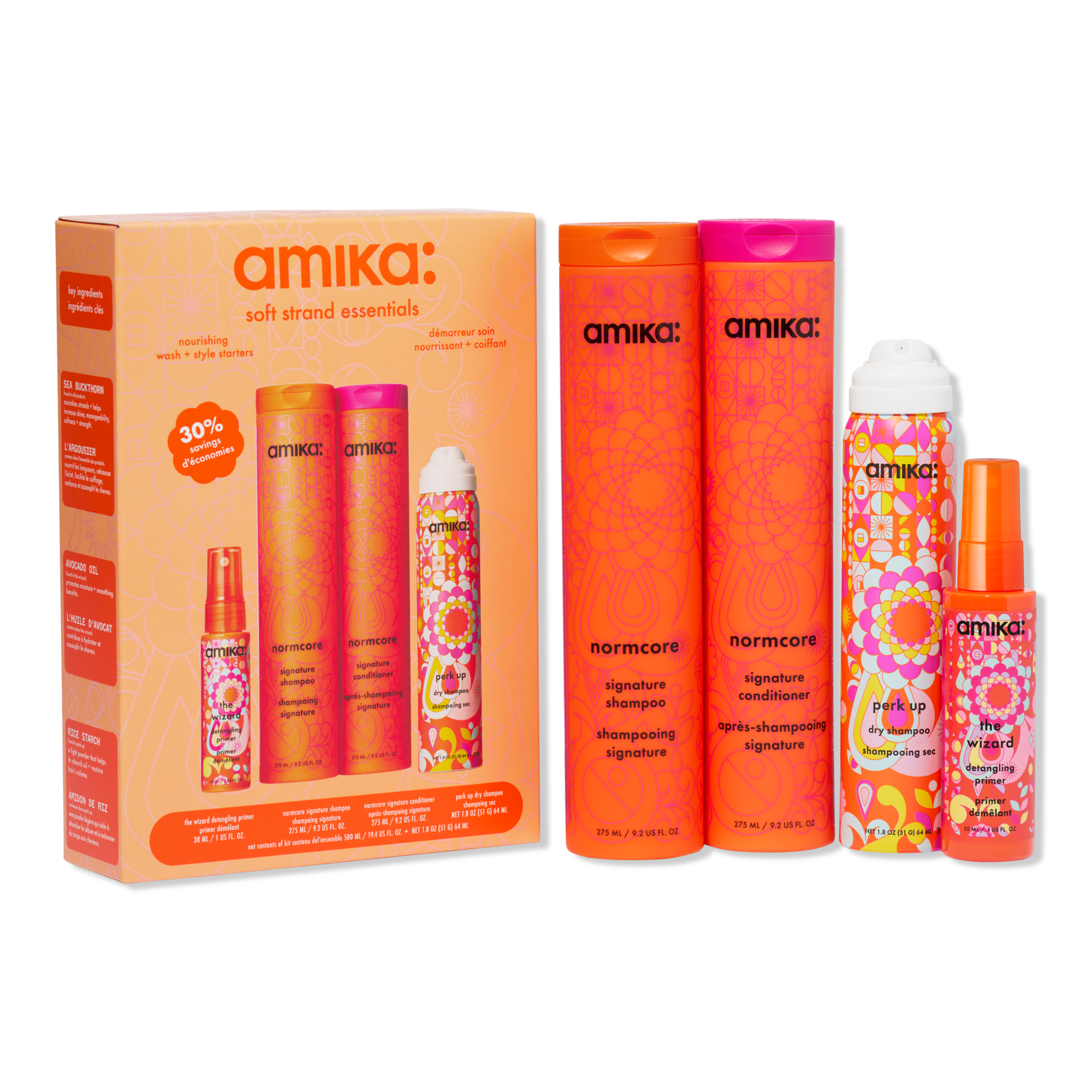 amika Soft Strand Essentials Nourishing Wash and Style Starters Set #1