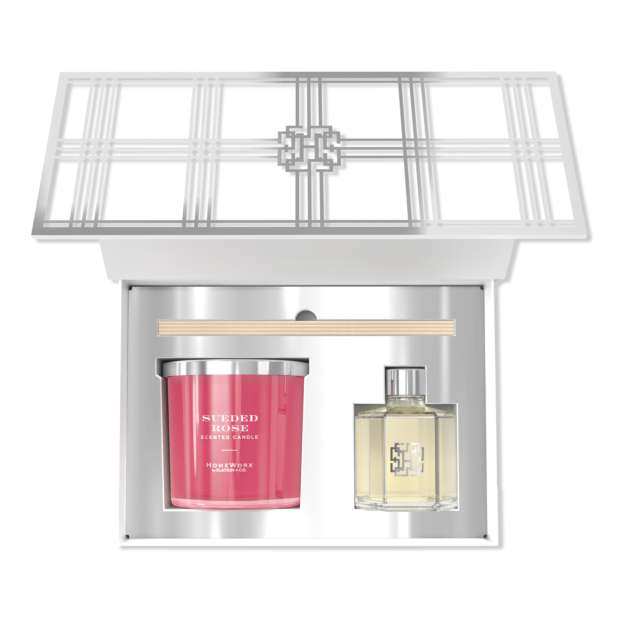 HomeWorx Sueded Rose 14oz Candle and Reed Diffuser Gift Set #1