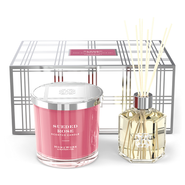 HomeWorx Sueded Rose 14oz Candle and Reed Diffuser Gift Set #2