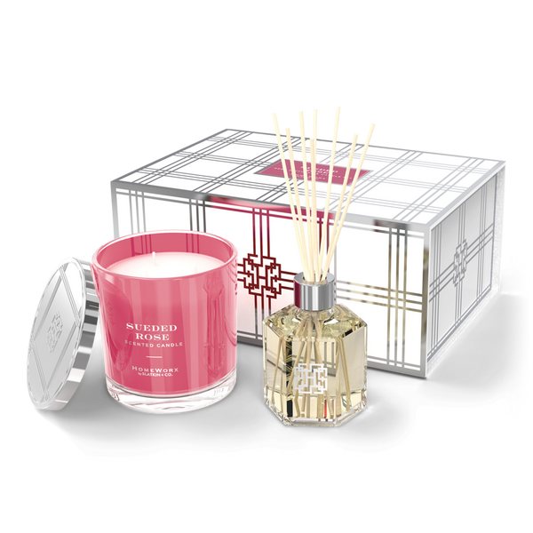 HomeWorx Sueded Rose 14oz Candle and Reed Diffuser Gift Set #4