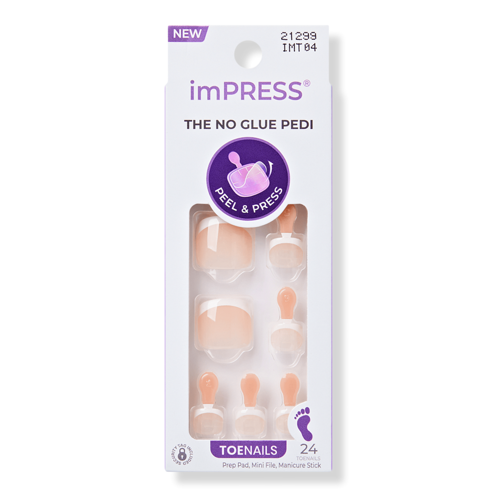 Kiss Impress Press On Toenails - Blanc Chic