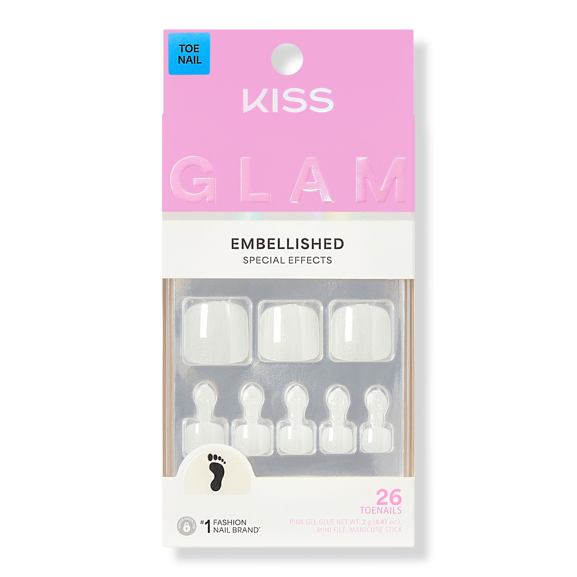 Kiss GLAM Embellished Press On Toenails #1