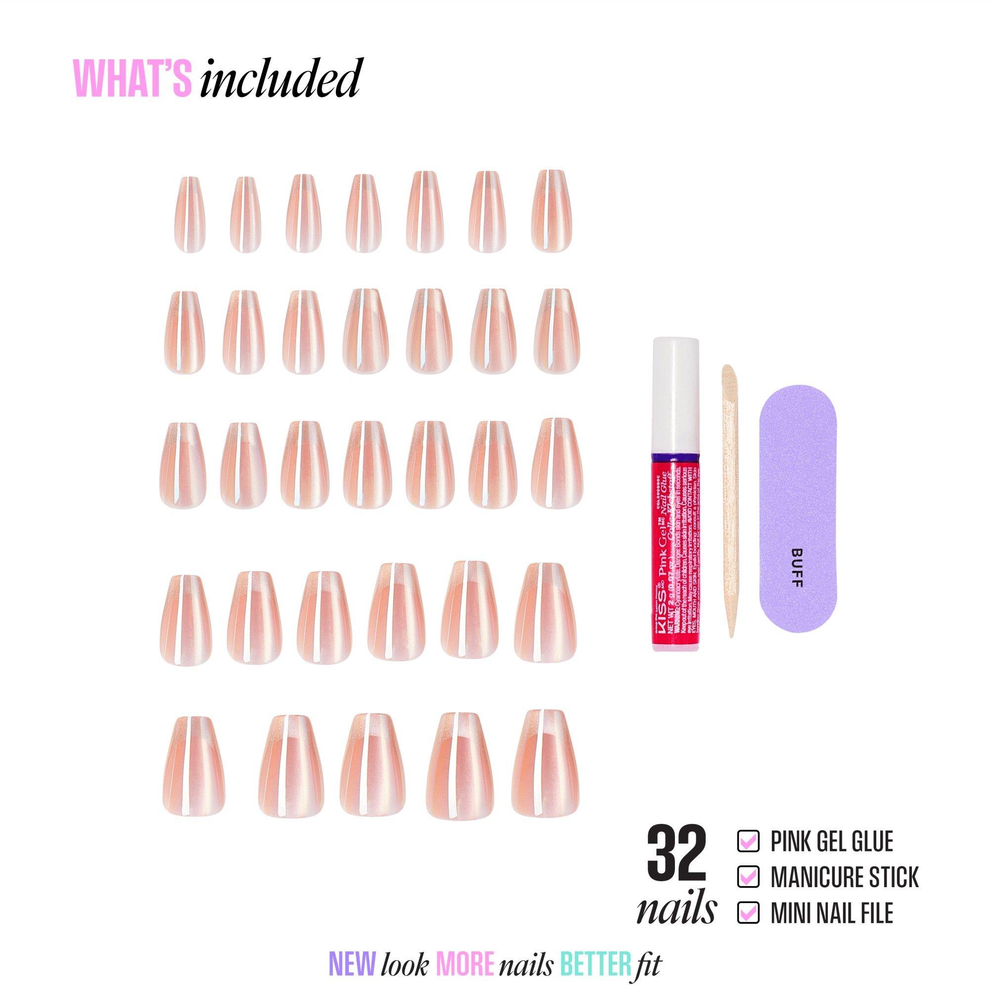 Накладные ногти средней длины формы гроб Kiss Glam Embellished, Dusk Mirage — фото 2