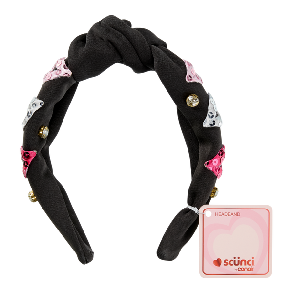 Scünci Valentine Headband Black W/Lips #2