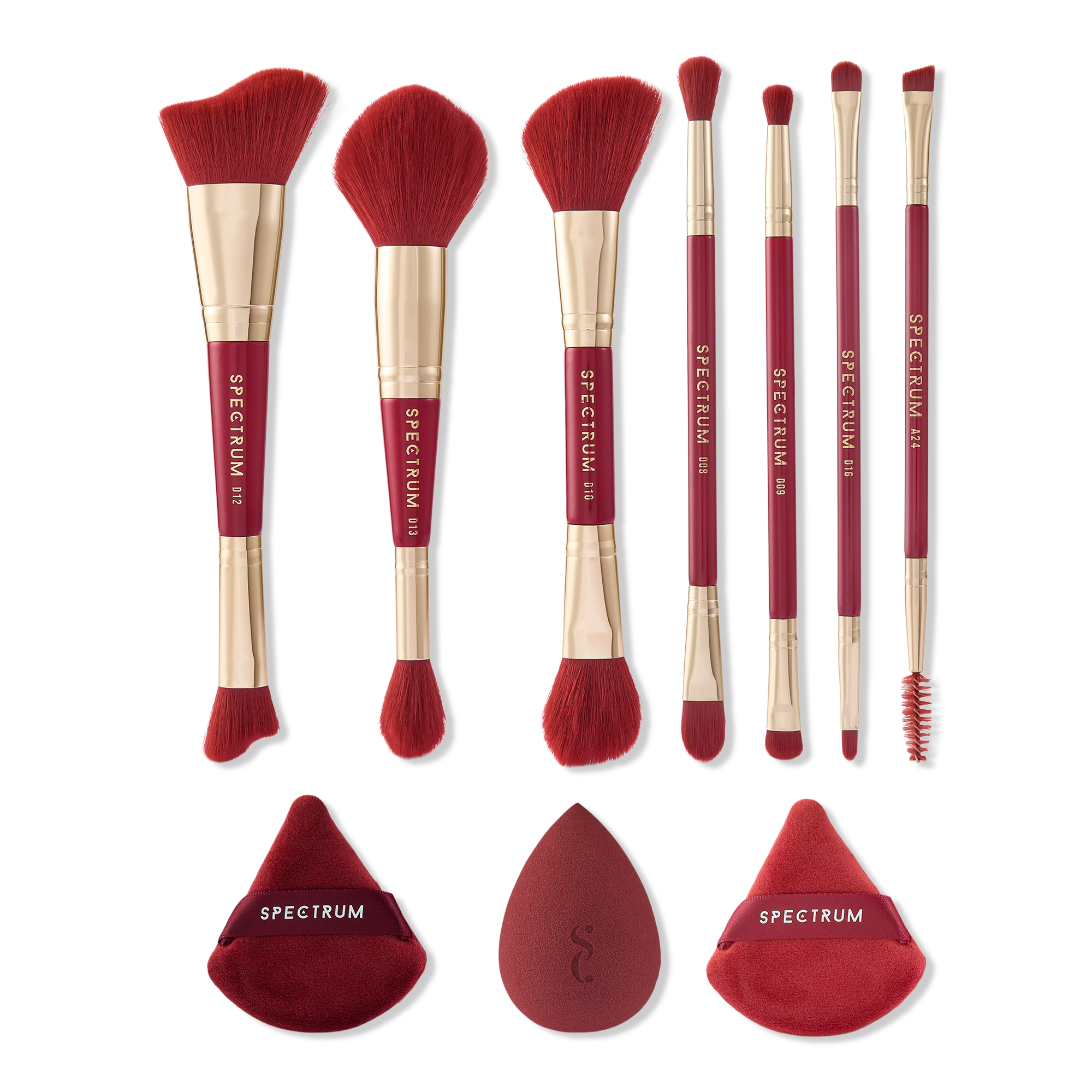 Spectrum Very Cherry 10 Piece Makeup Brush, Sponge & Puff Set #1
