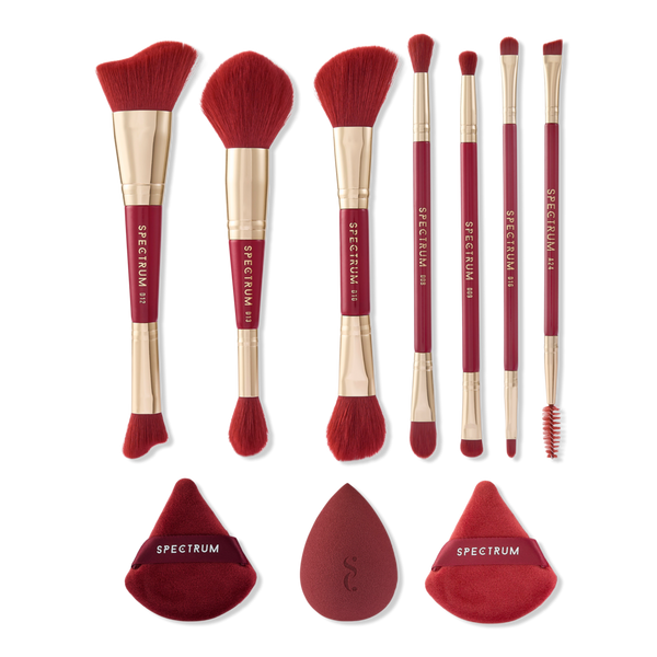 Spectrum Very Cherry 10 Piece Makeup Brush, Sponge & Puff Set #1