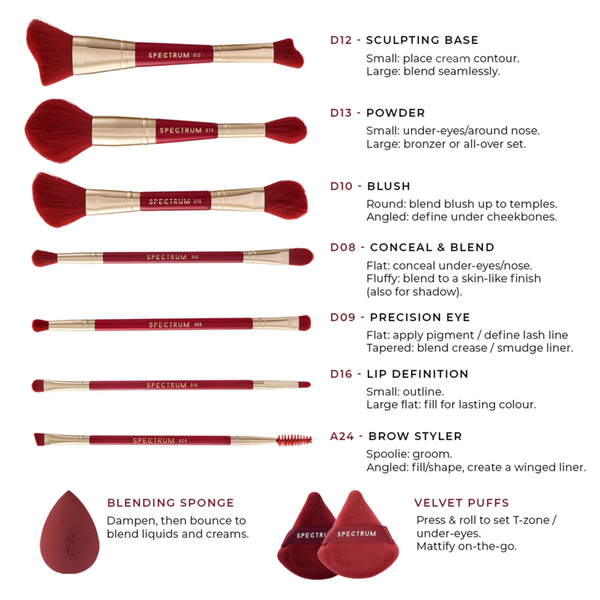 Spectrum Very Cherry 10 Piece Makeup Brush, Sponge & Puff Set #2