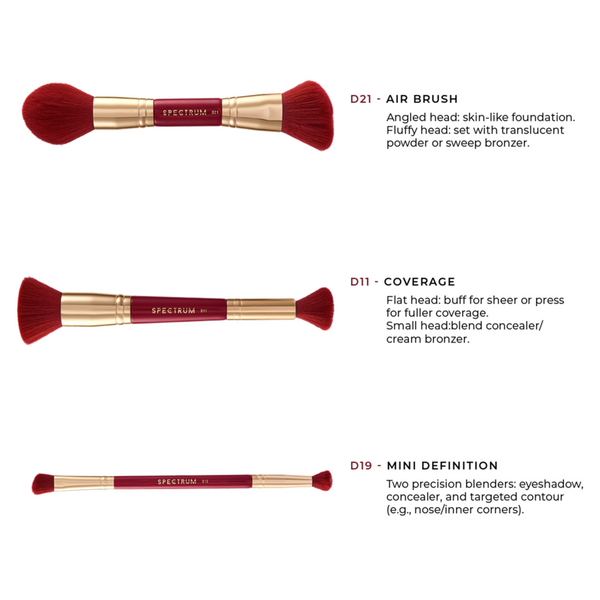 Spectrum Very Cherry 3 Piece Dual Ended Face Brush Set #2