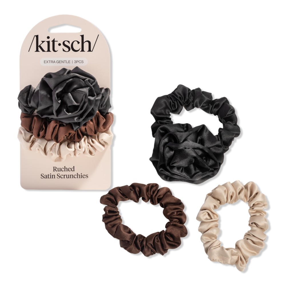 Kitsch Rosette Ruched Satin Scrunchies 