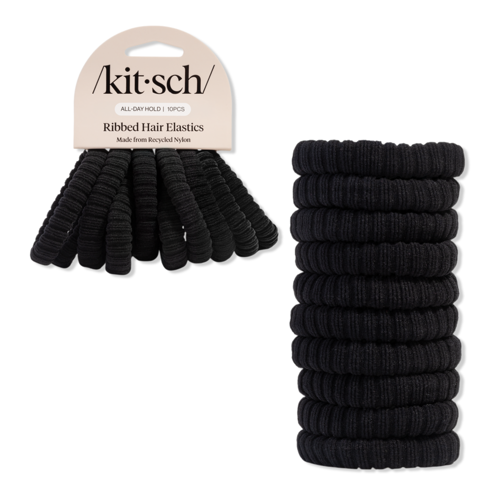 Kitsch Recycled Fabric Ribbed Hair Elastics 