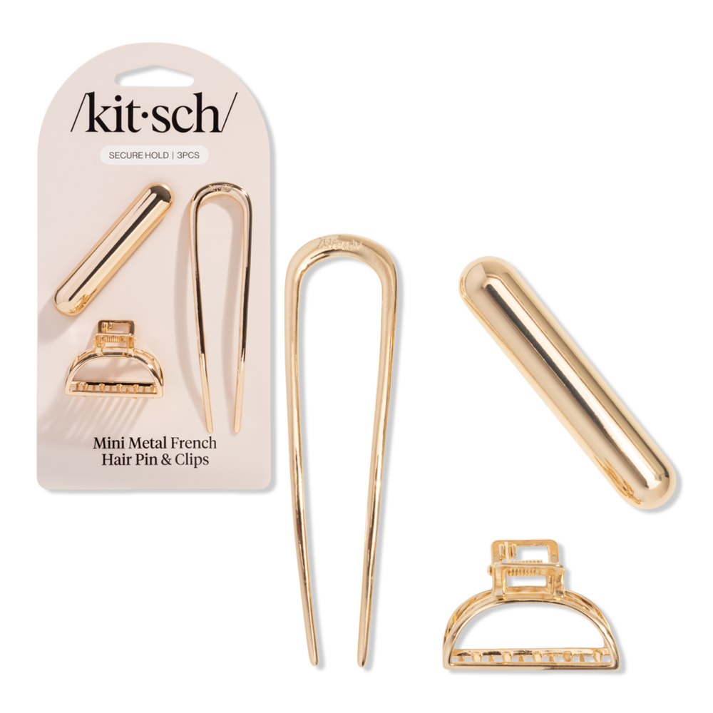 Kitsch Mini Metal French Hair Pin & Clips 3 Piece Set 
