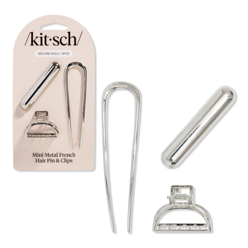 Kitsch Mini Metal French Hair Pin & Clips 3 Piece Set 